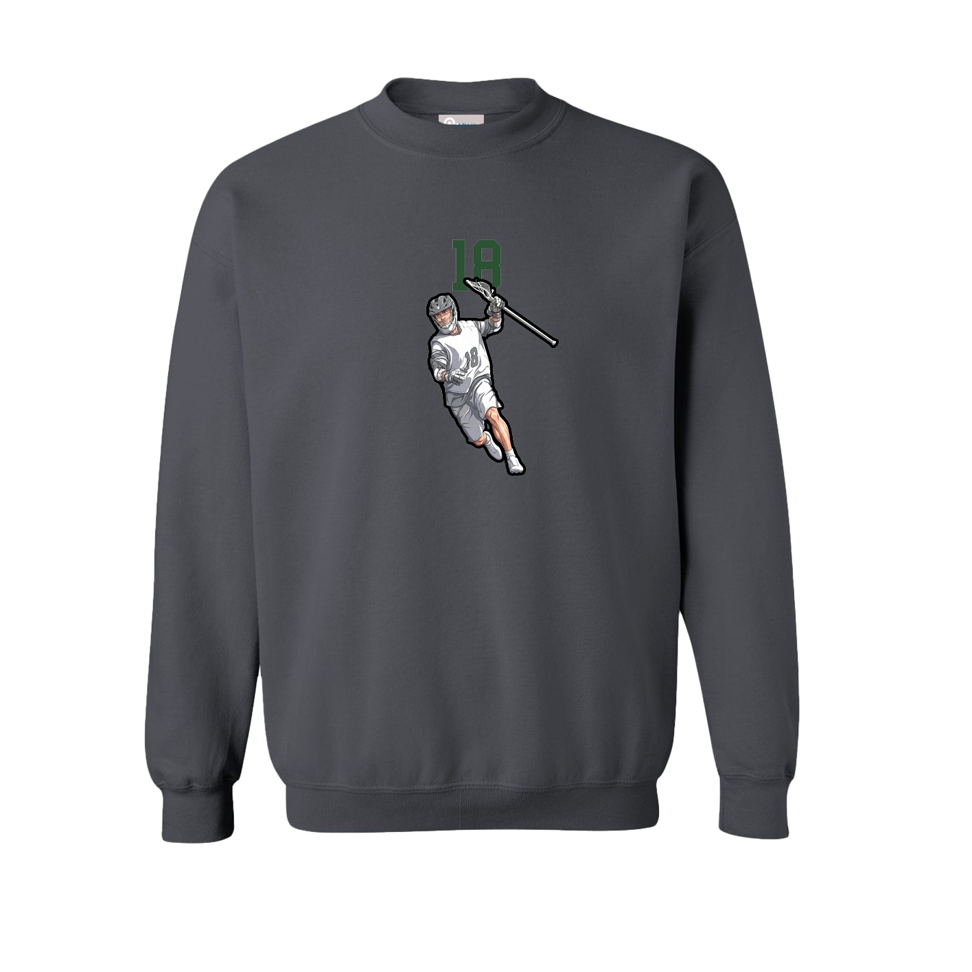Fleece Crew — Number Top in Grey