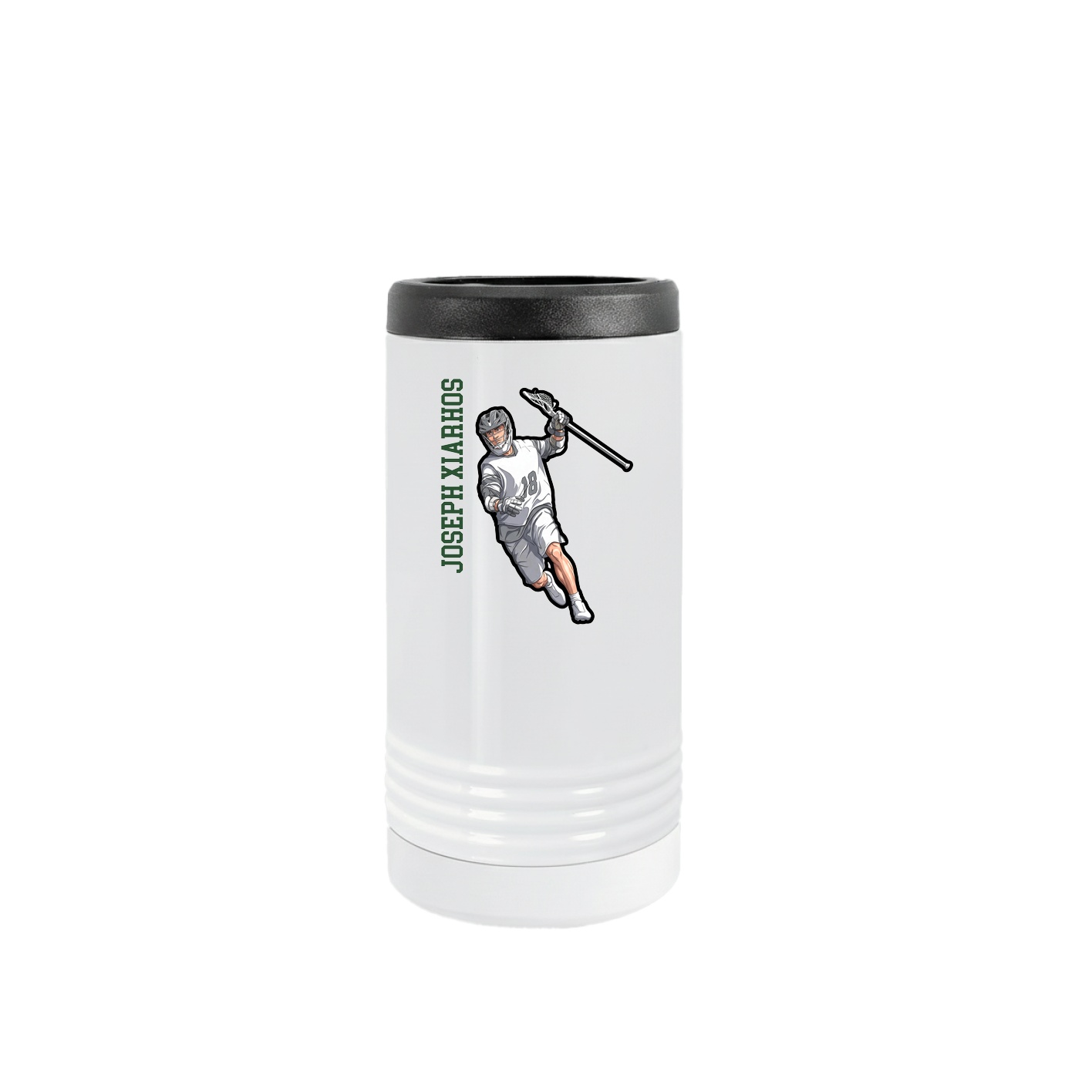 Slim Beverage Holder — Name Vertical in White