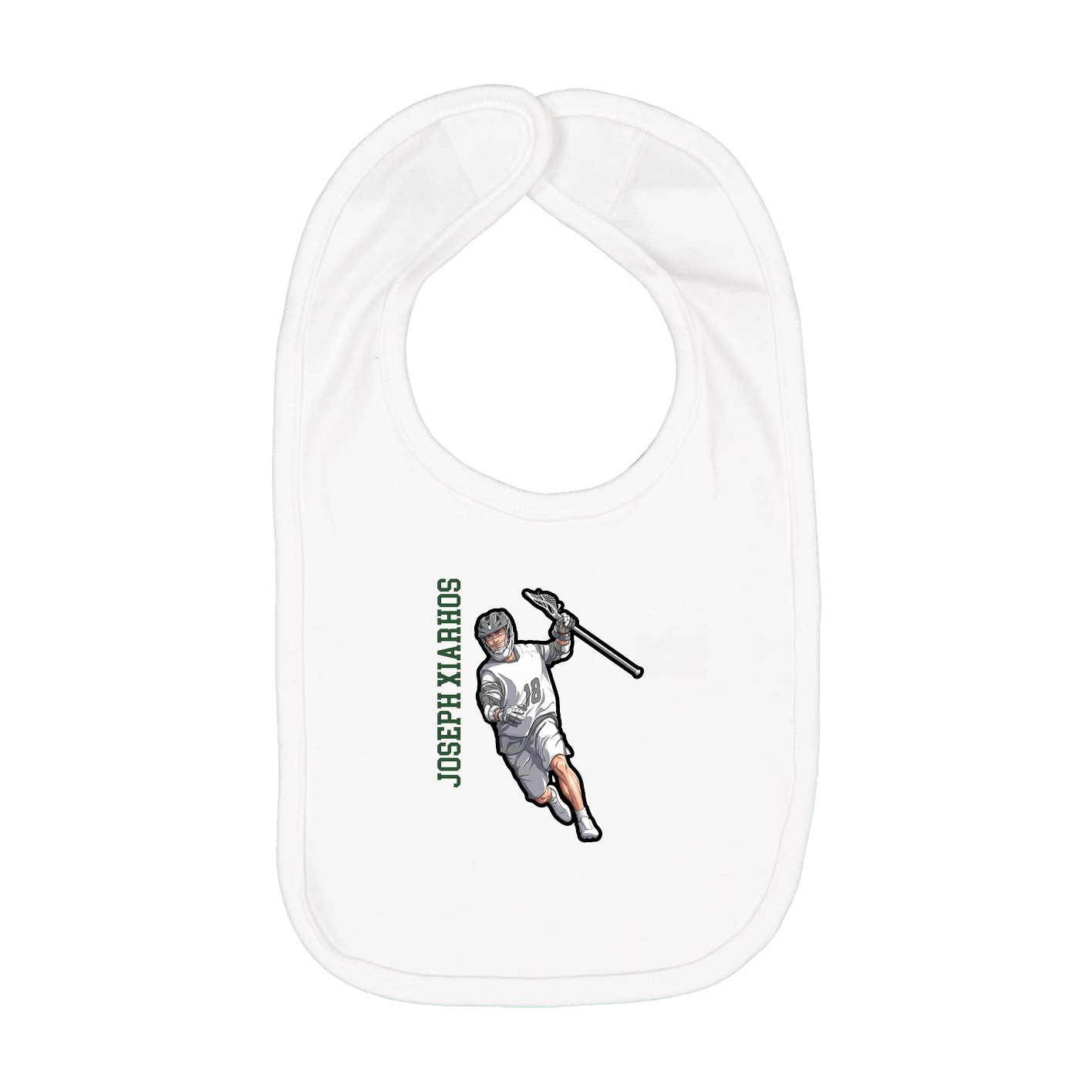 Infant Bib — Name Vertical in White