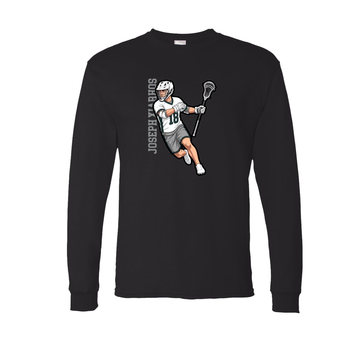 Long Sleeve Tee — Name Vertical in Black