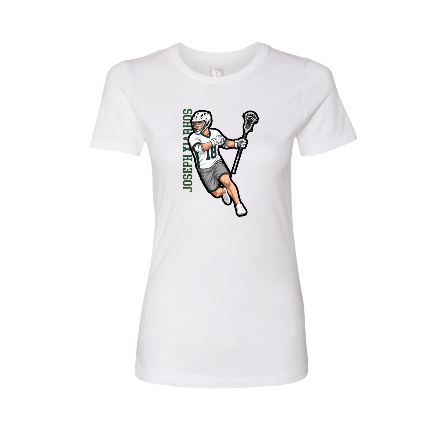 Fitted Women's Tee — Name Vertical in White