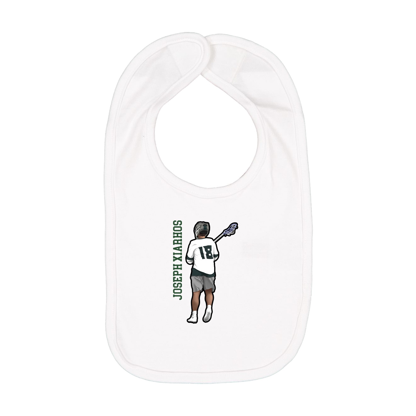 Infant Bib — Name Vertical in White