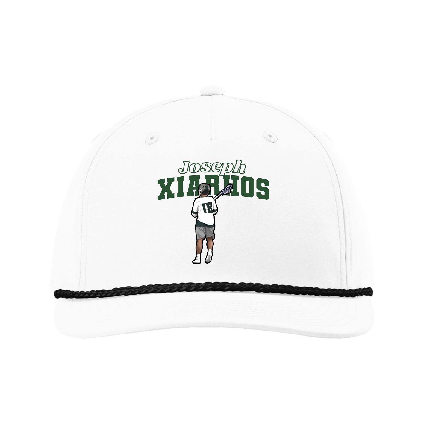 Five-Panel Classic Rope Cap — Name Arch in White