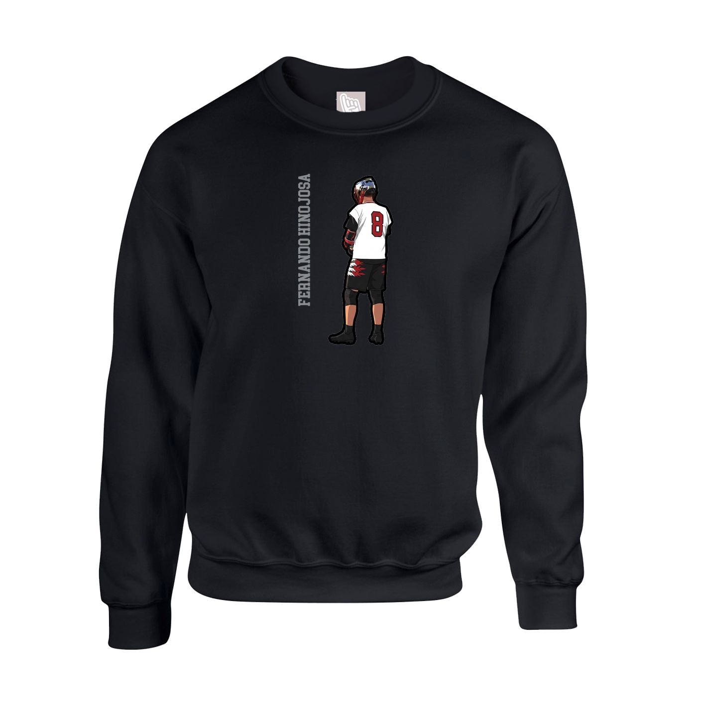 Fleece Crew — Name Vertical in Black