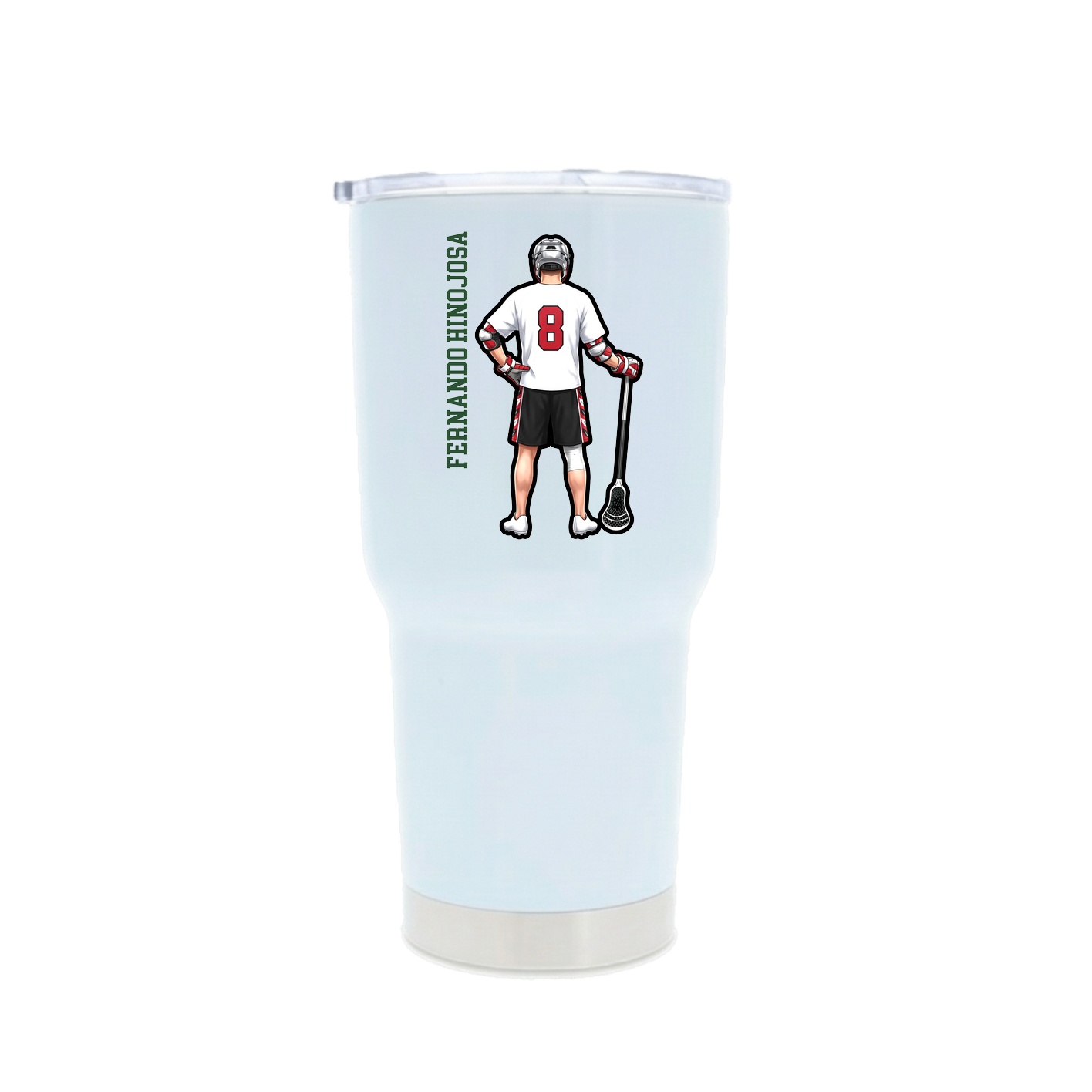 30oz Stainless Steel Tumbler — Name Vertical in White