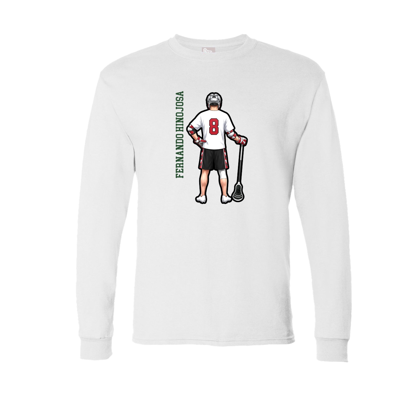 Long Sleeve Tee — Name Vertical in White
