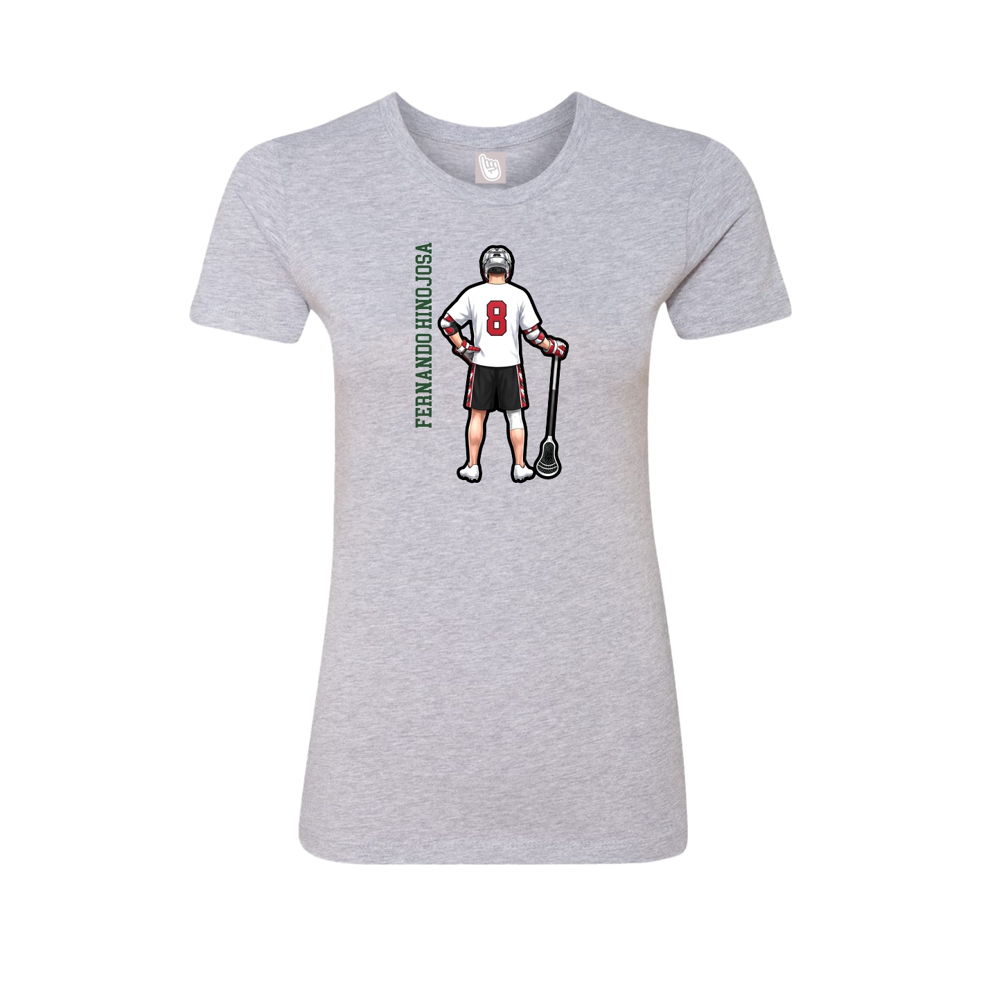 Fitted Women's Tee — Name Vertical in Grey