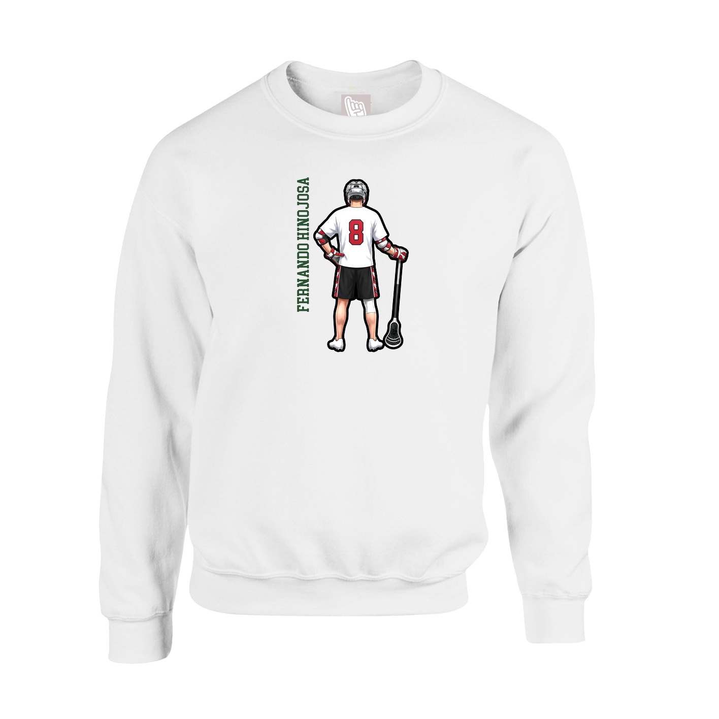 Fleece Crew — Name Vertical in White