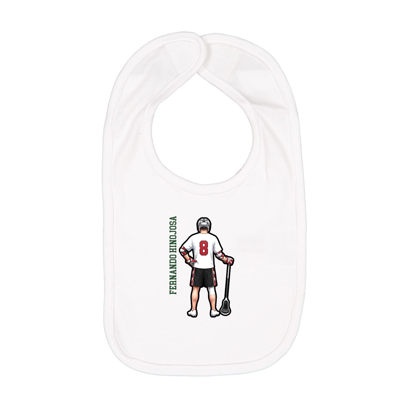 Infant Bib — Name Vertical in White
