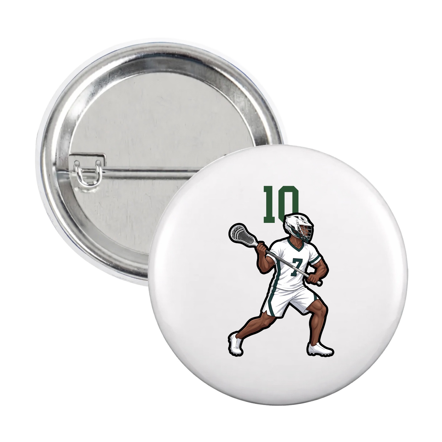 Game Day Button — Number Top in White