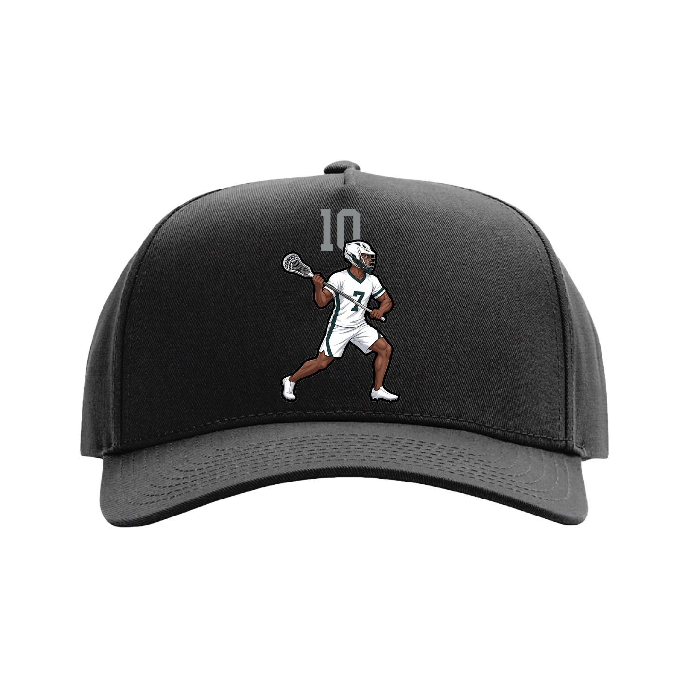 Full Fabric Five-Panel Champ Cap — Number Top in Black