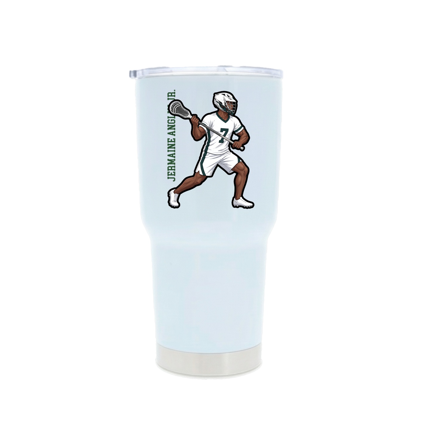 30oz Stainless Steel Tumbler — Name Vertical in White