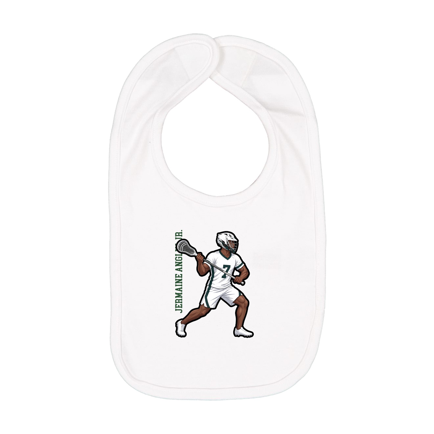 Infant Bib — Name Vertical in White