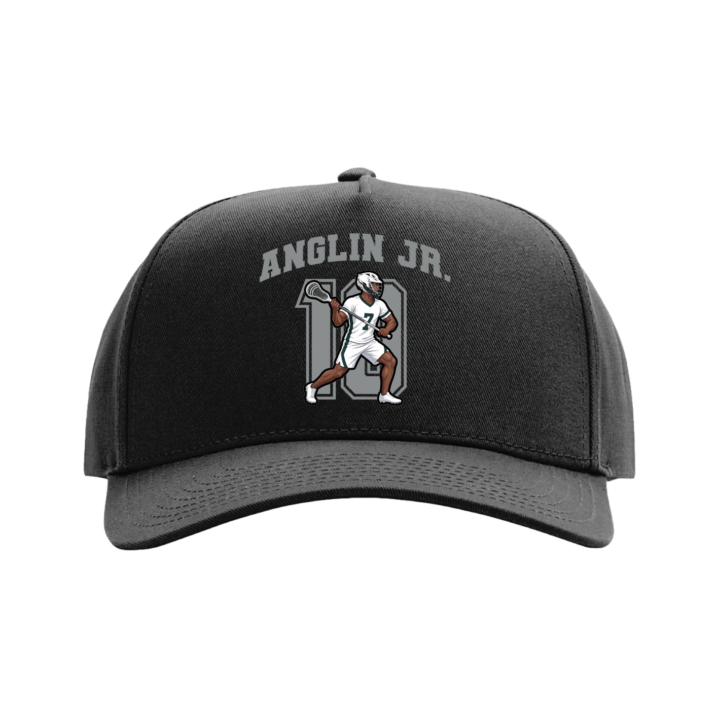 Full Fabric Five-Panel Champ Cap — Number in Black