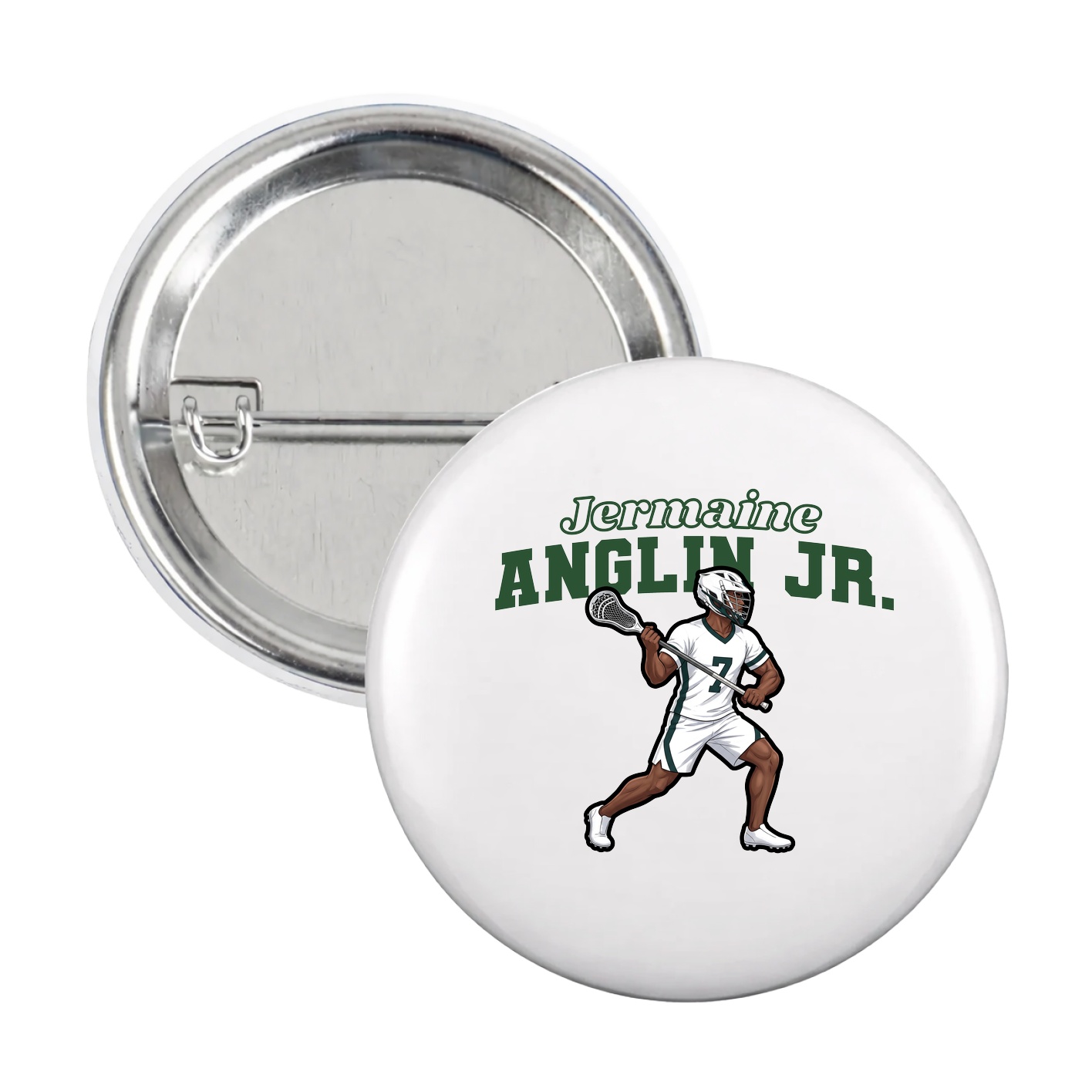 Game Day Button — Name Arch in White