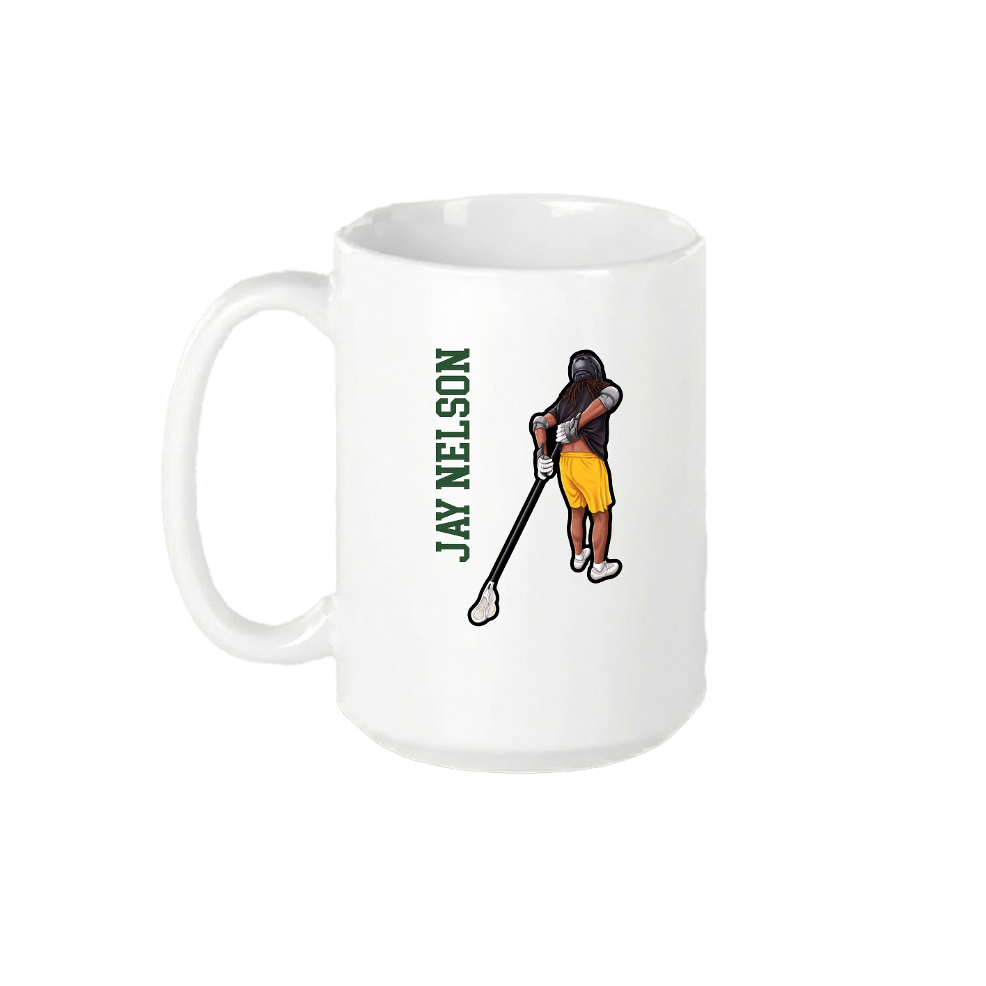 15oz Coffee Mug — Name Vertical in White