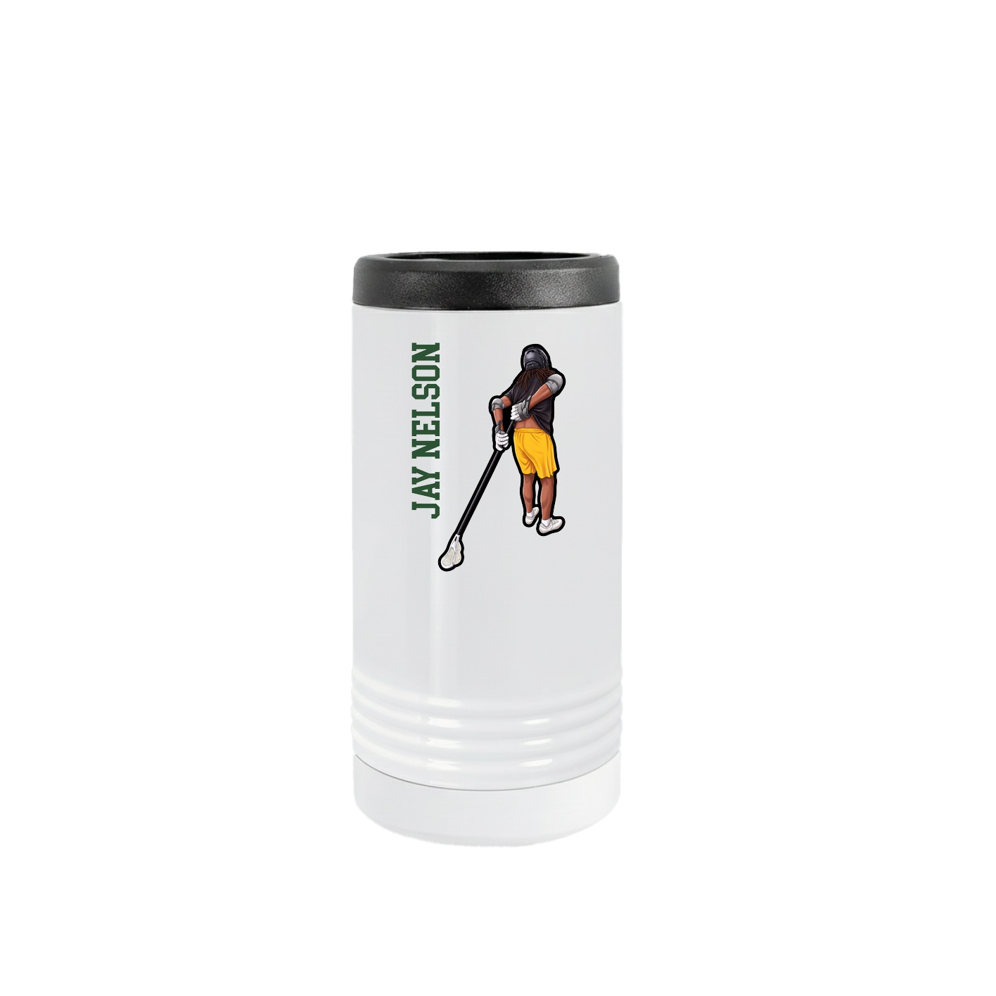 Slim Beverage Holder — Name Vertical in White