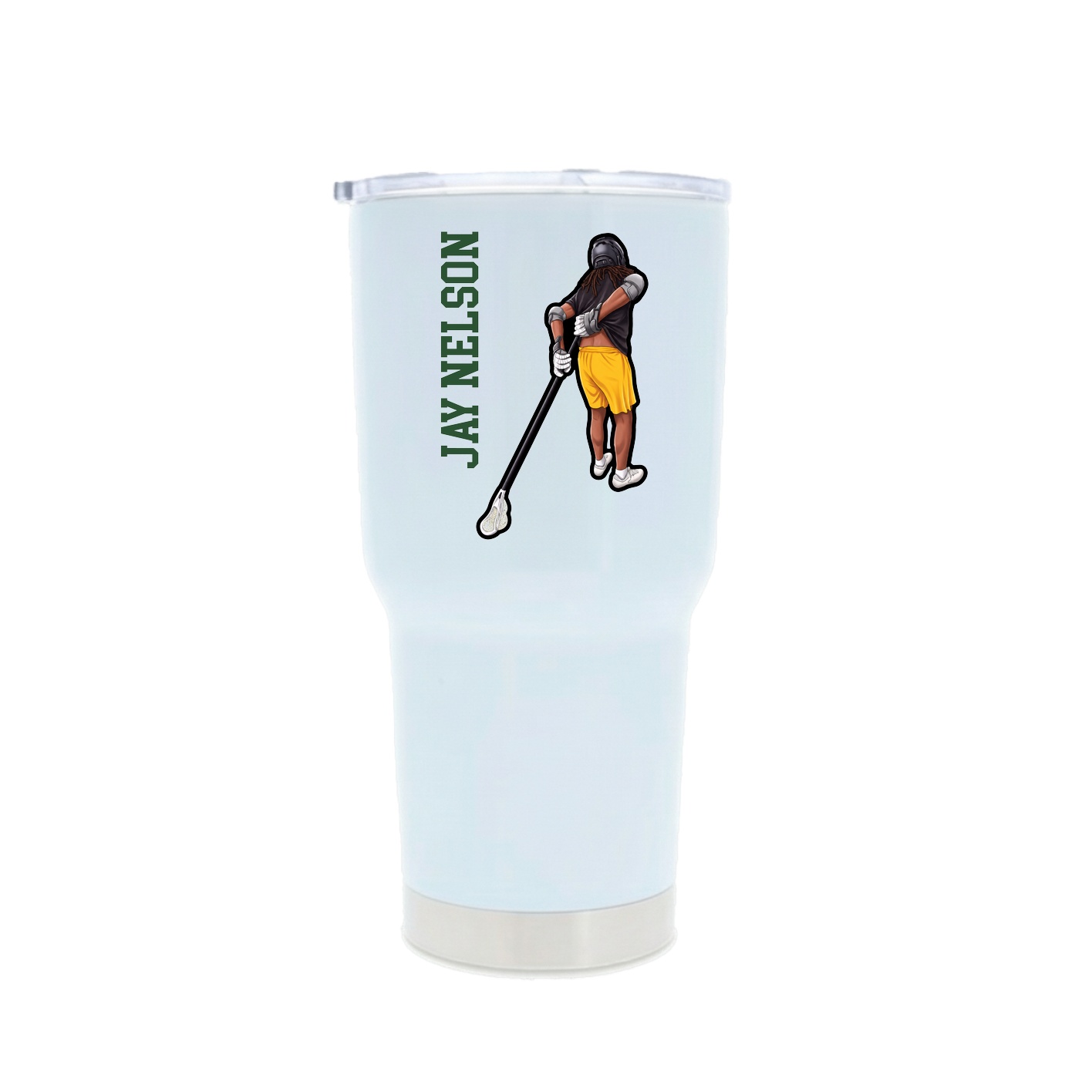 30oz Stainless Steel Tumbler — Name Vertical in White