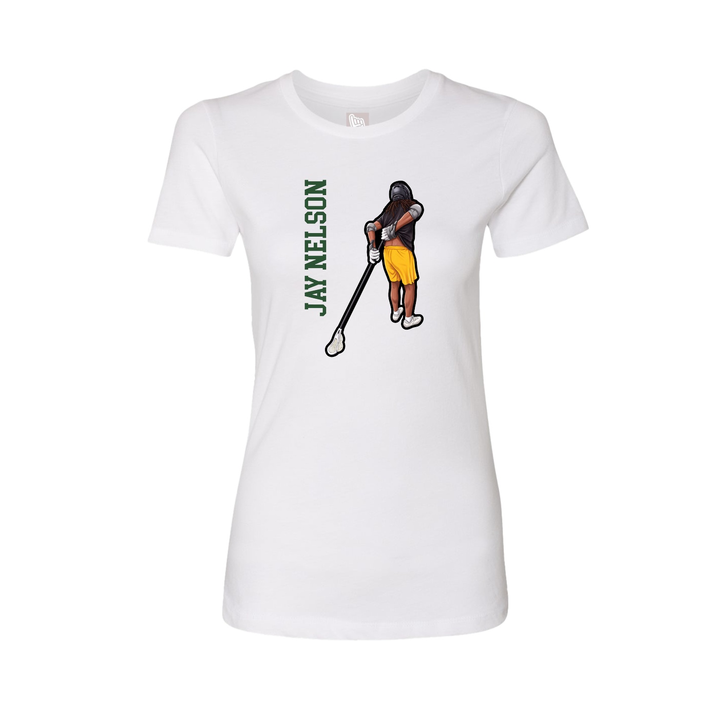 Fitted Women's Tee — Name Vertical in White