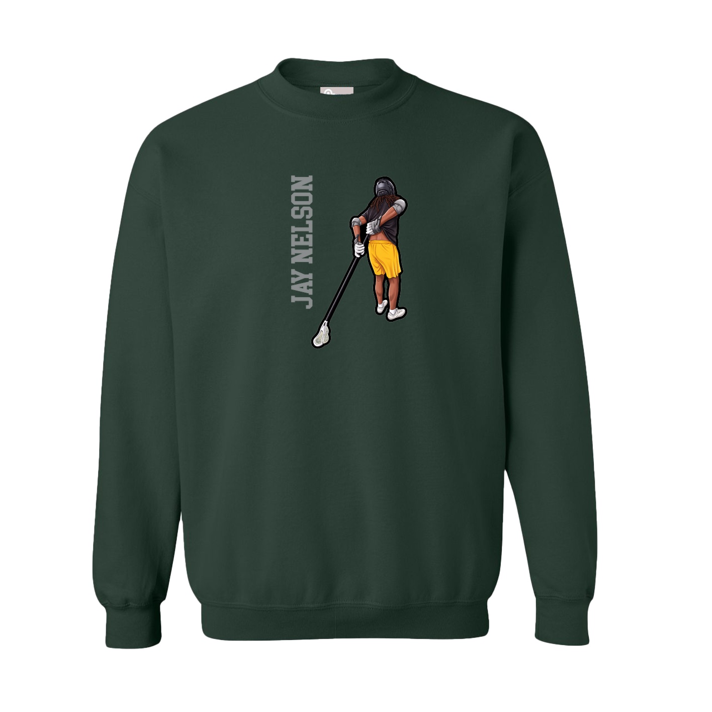 Fleece Crew — Name Vertical in Green