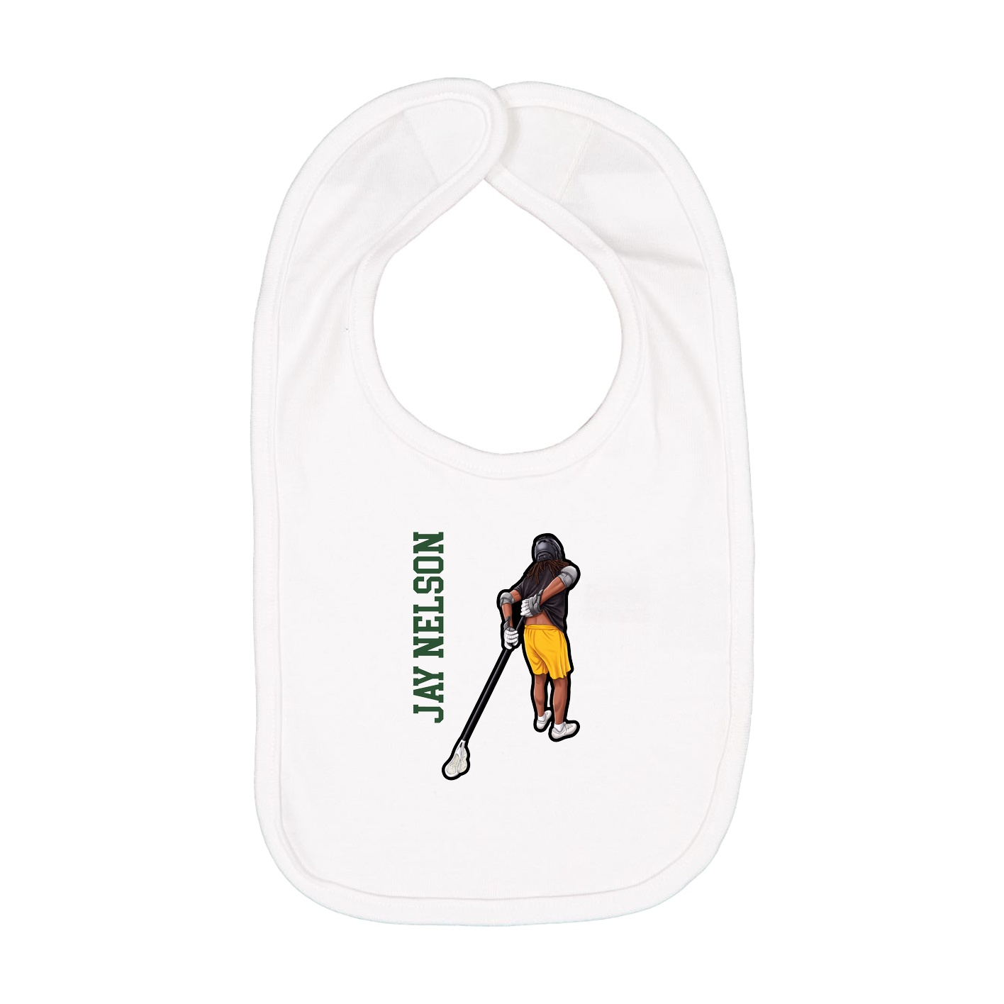 Infant Bib — Name Vertical in White