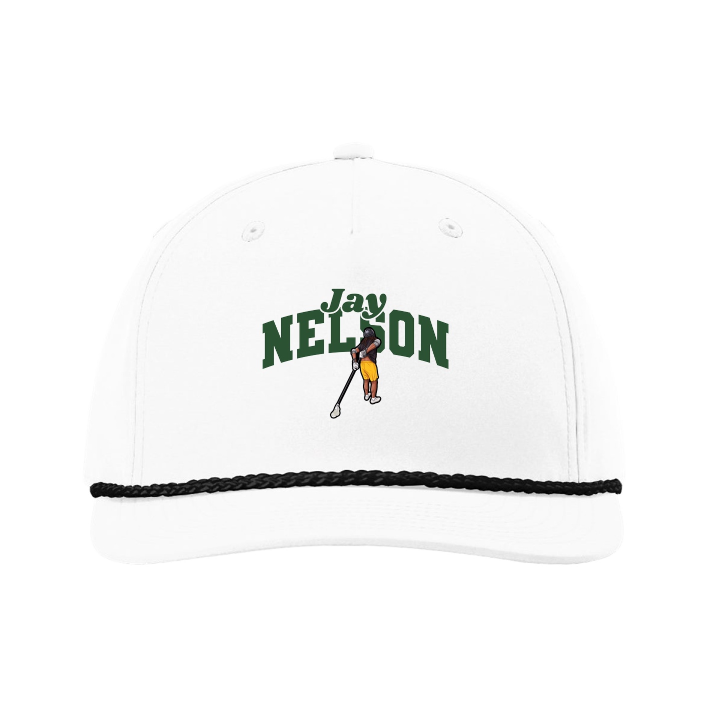 Five-Panel Classic Rope Cap — Signature Arch in White
