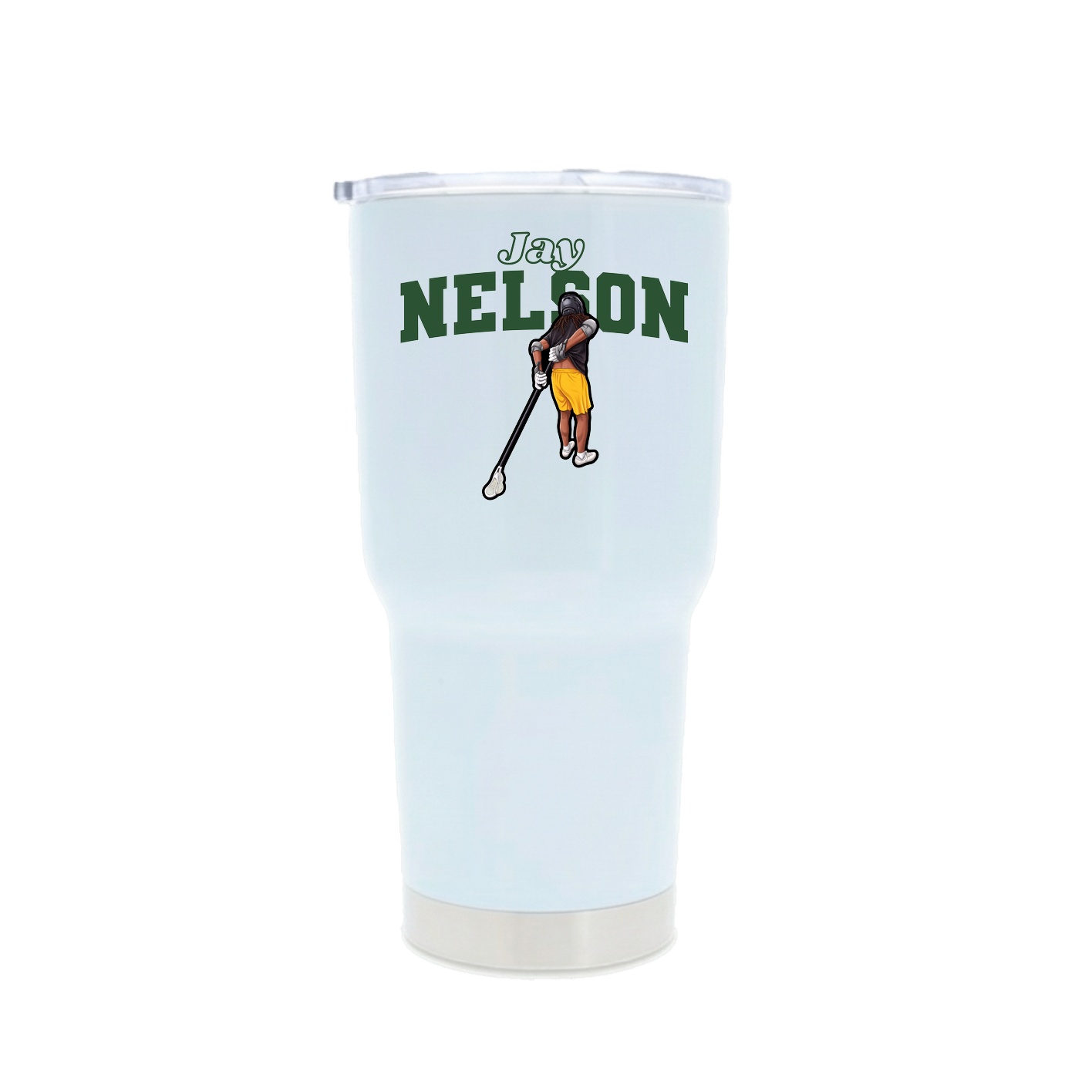 30oz Stainless Steel Tumbler — Name Arch in White