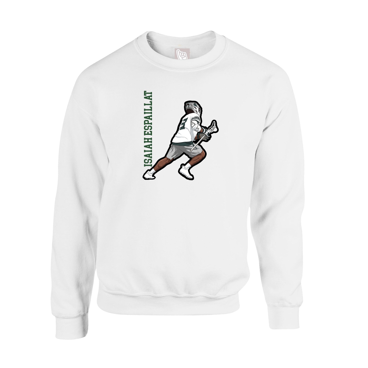 Fleece Crew — Name Vertical in White