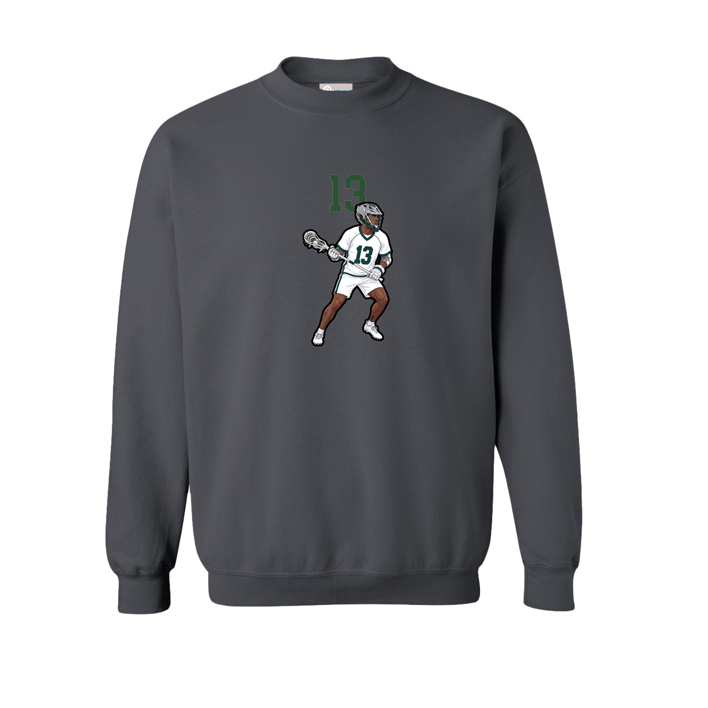 Fleece Crew — Number Top in Grey