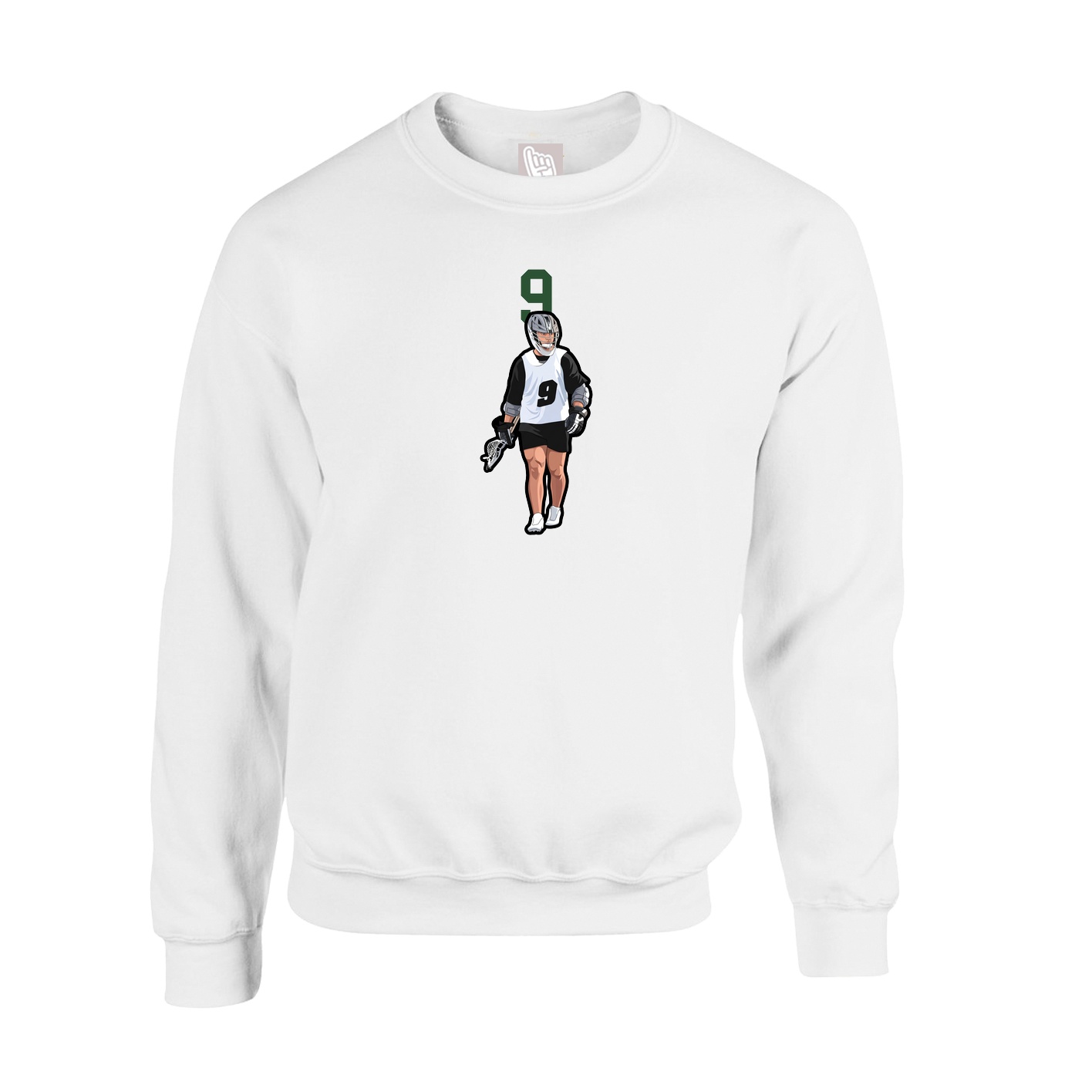 Fleece Crew — Number Top in White