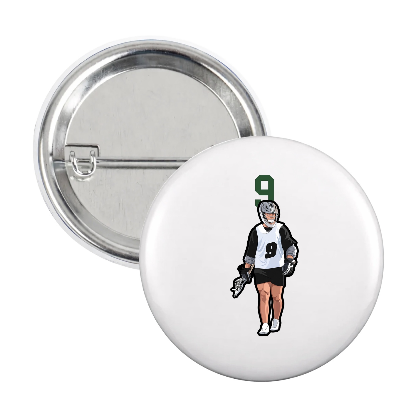 Game Day Button — Number Top in White