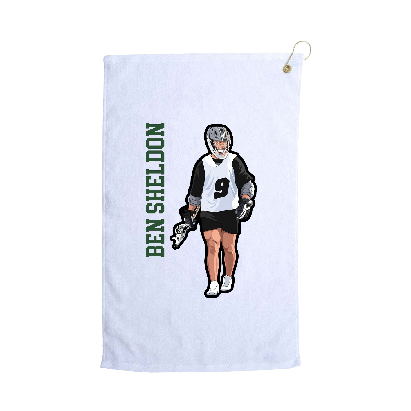 Golf Towel — Name Vertical in White