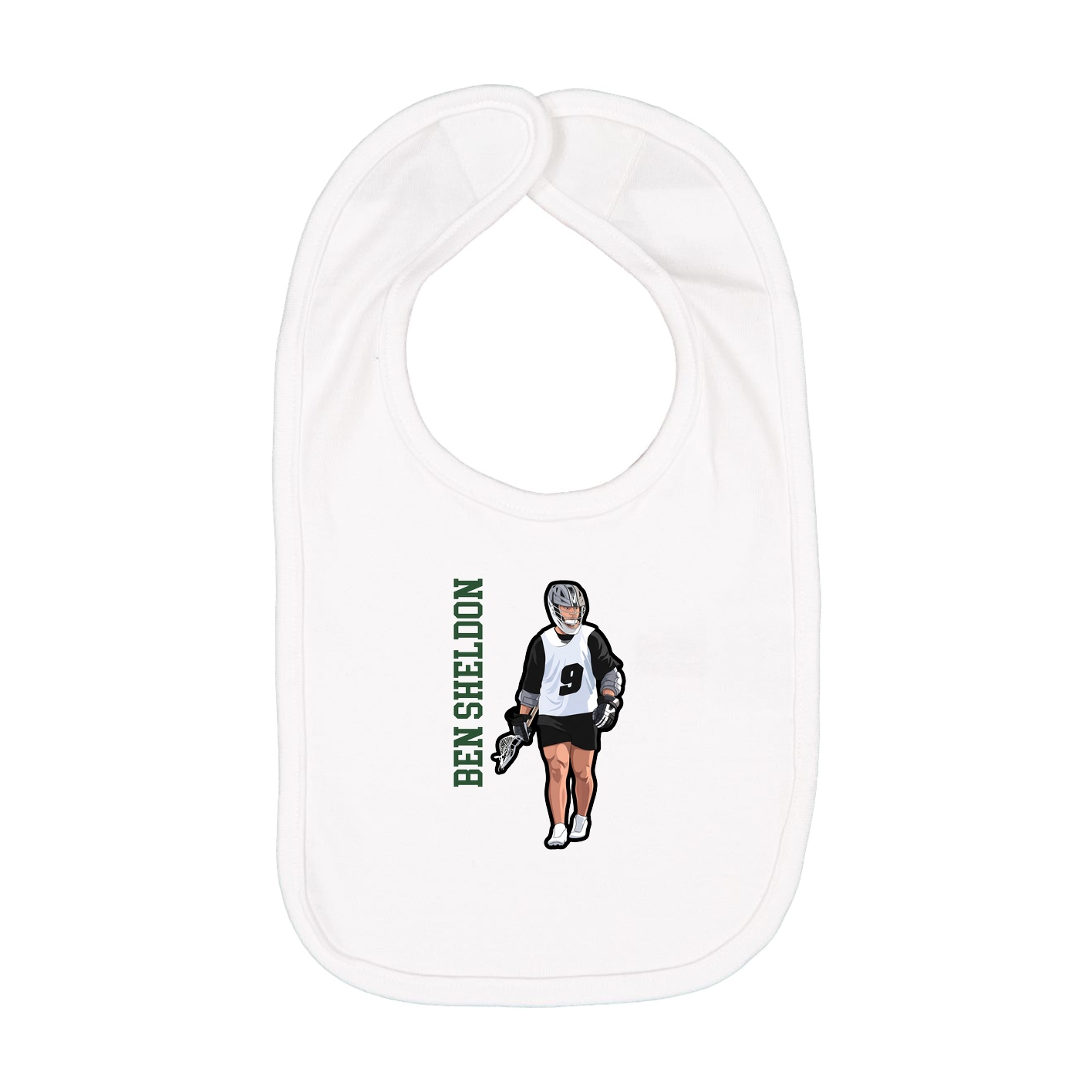 Infant Bib — Name Vertical in White