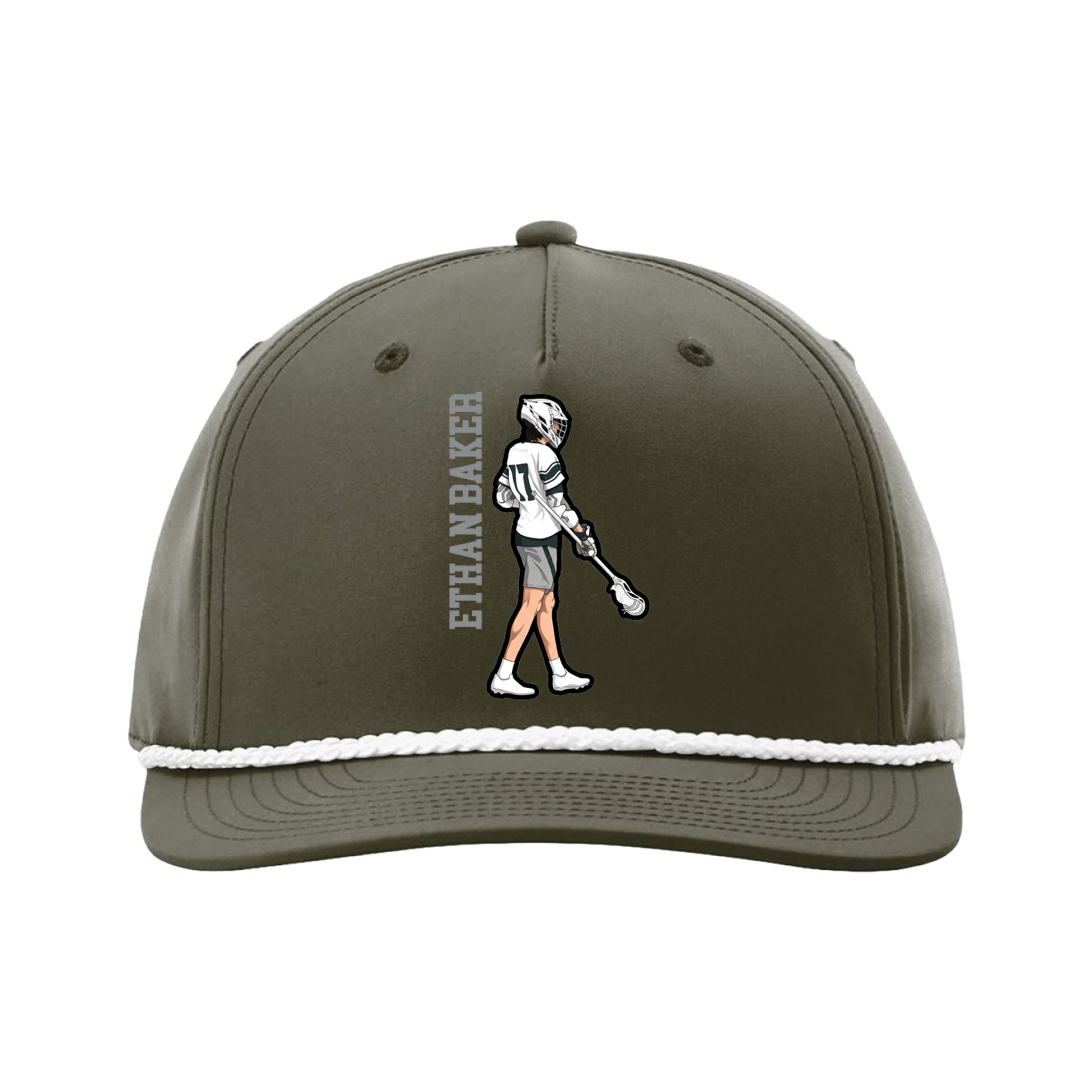 Five-Panel Classic Rope Cap — Name Vertical in Green