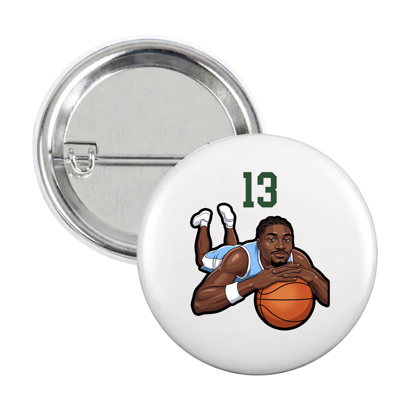 Game Day Button — Number Top in White