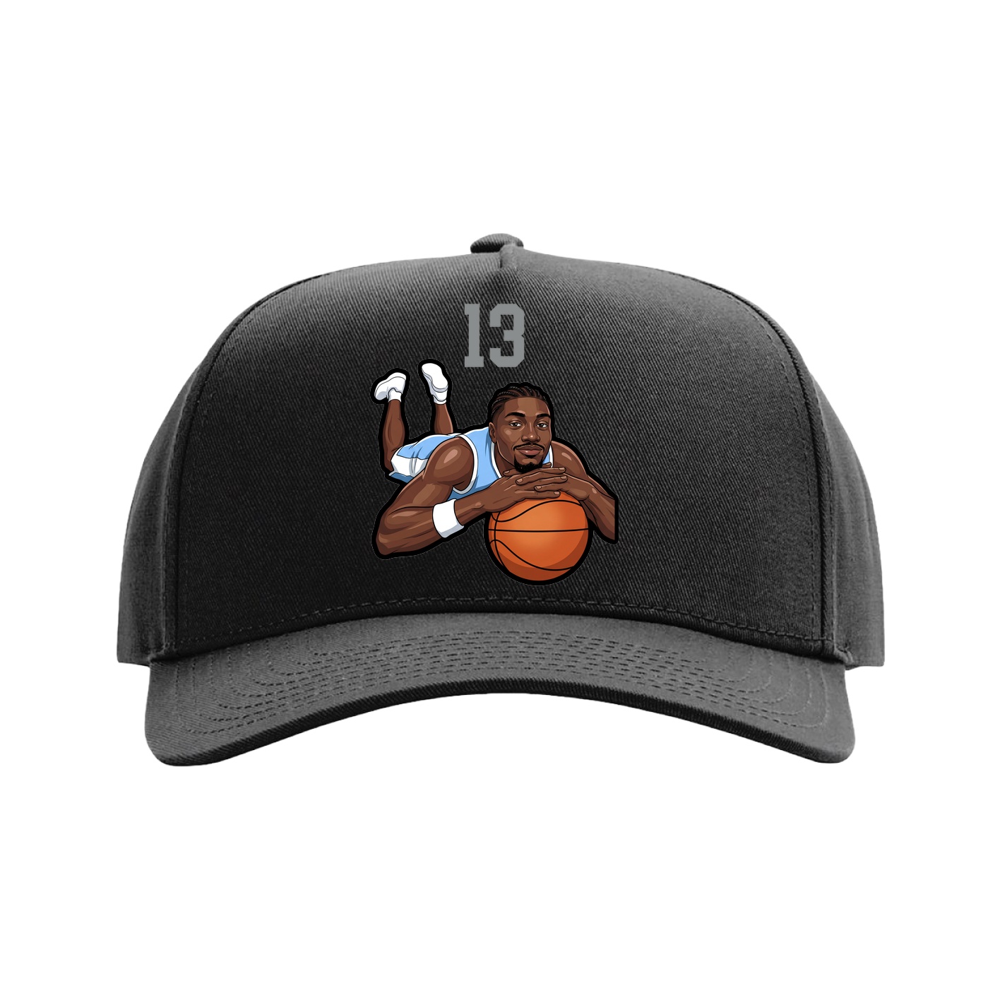 Full Fabric Five-Panel Champ Cap — Number Top in Black