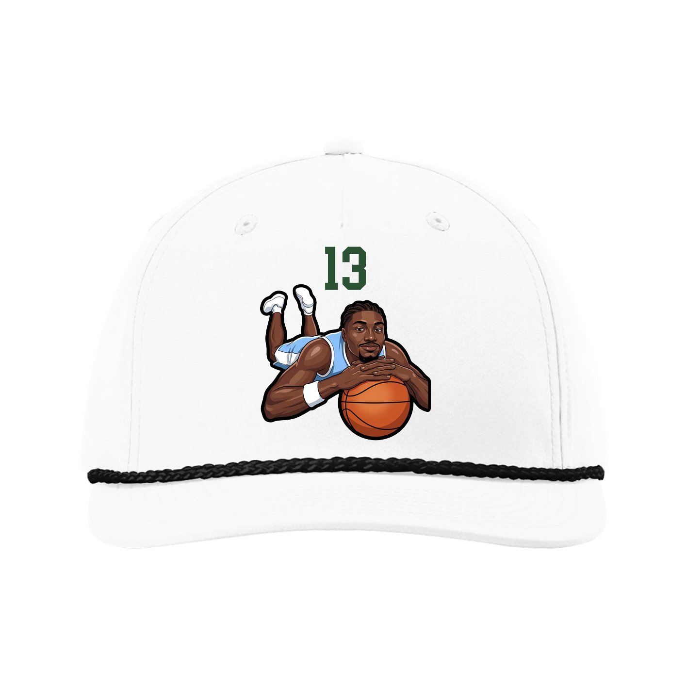 Five-Panel Classic Rope Cap — Number Top in White