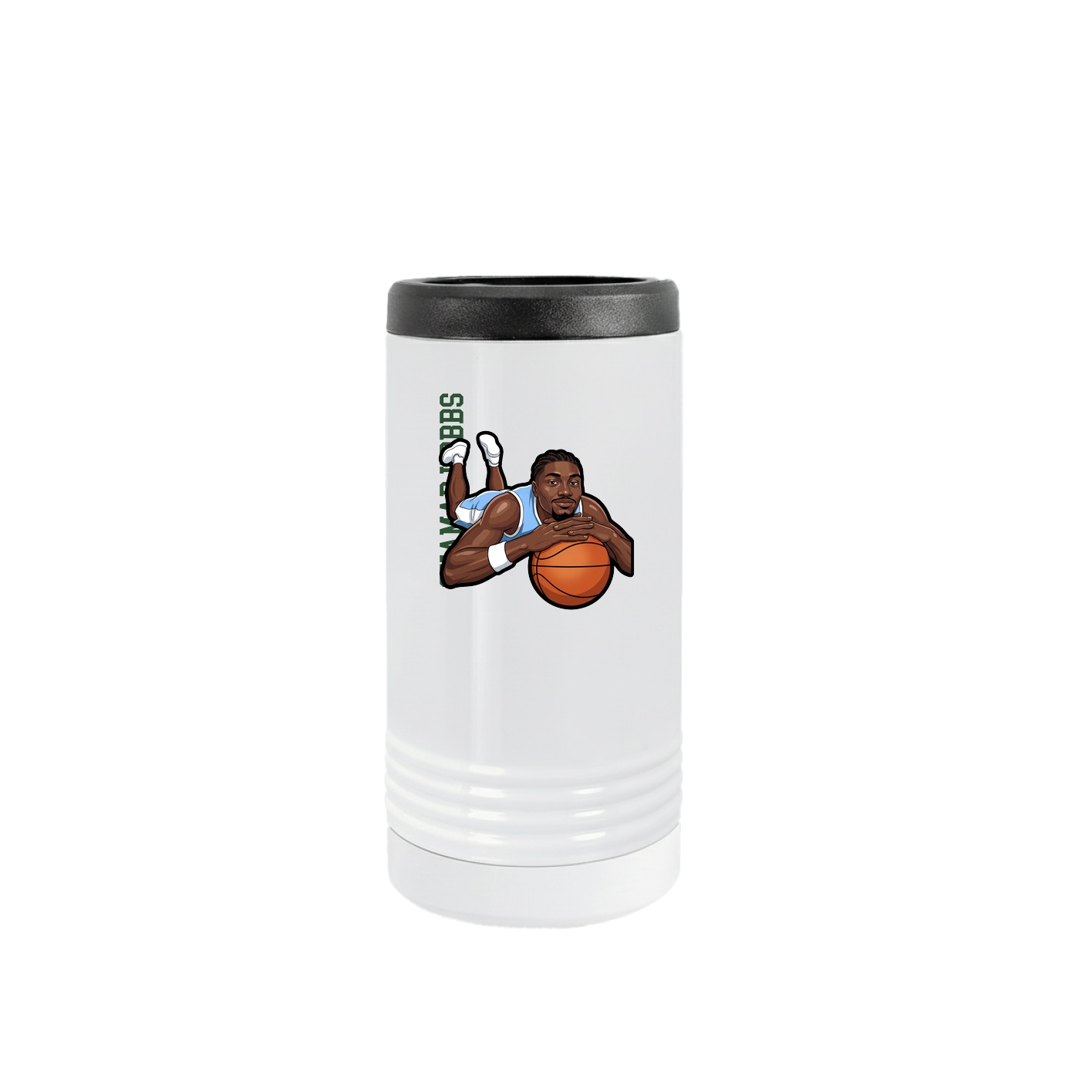 Slim Beverage Holder — Name Vertical in White