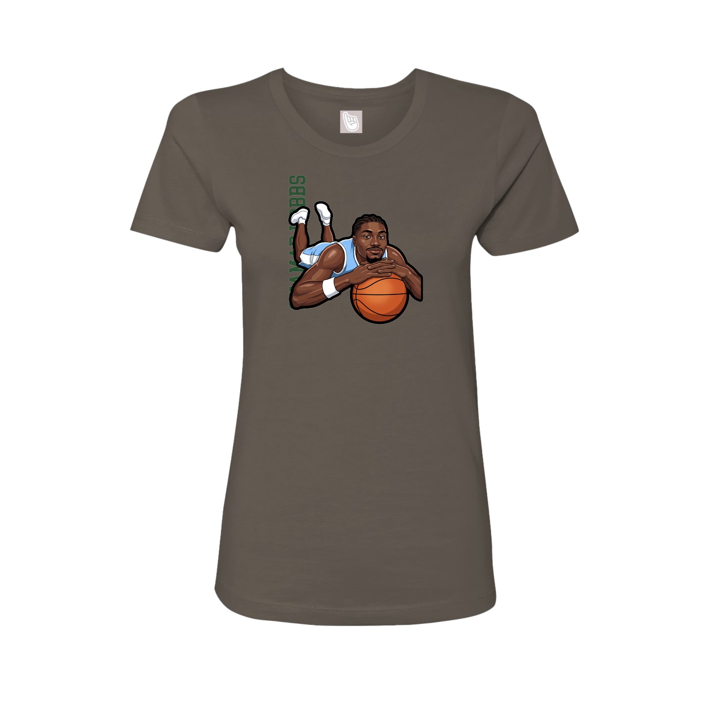 Fitted Women's Tee — Name Vertical in Grey