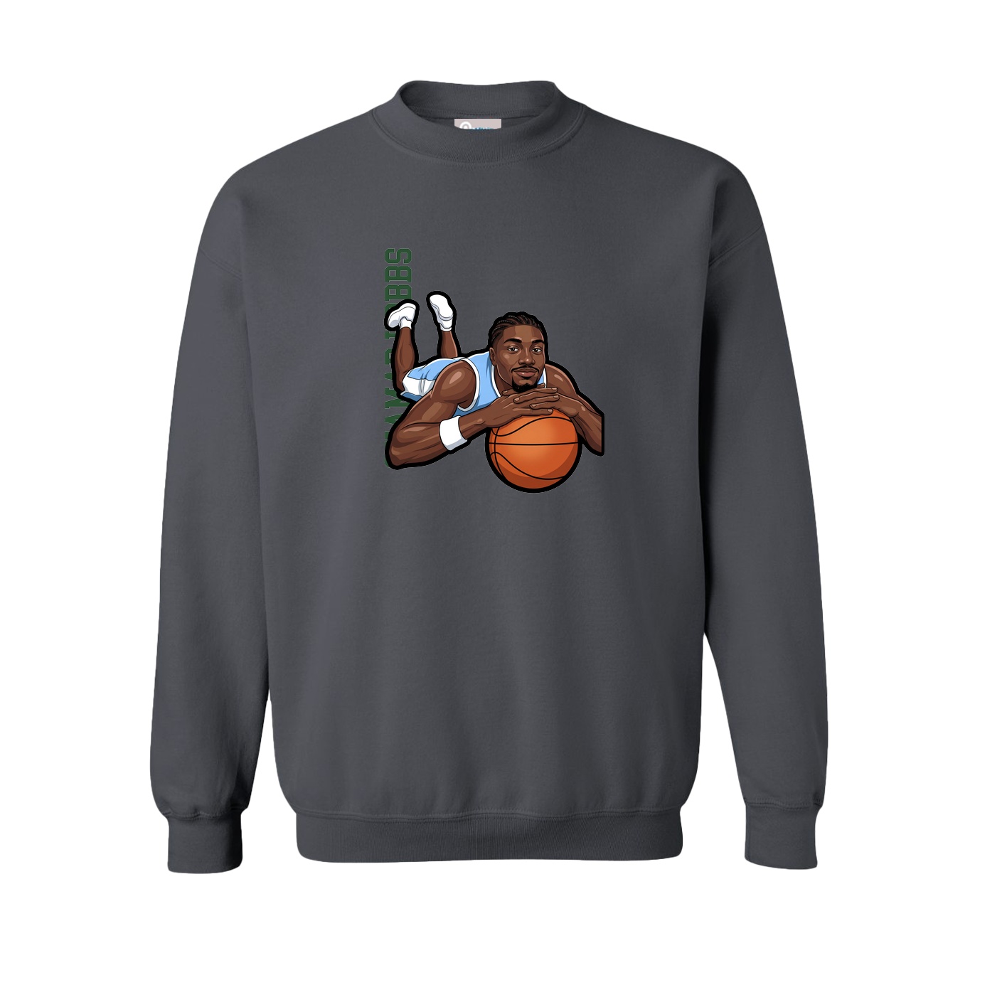 Fleece Crew — Name Vertical in Grey