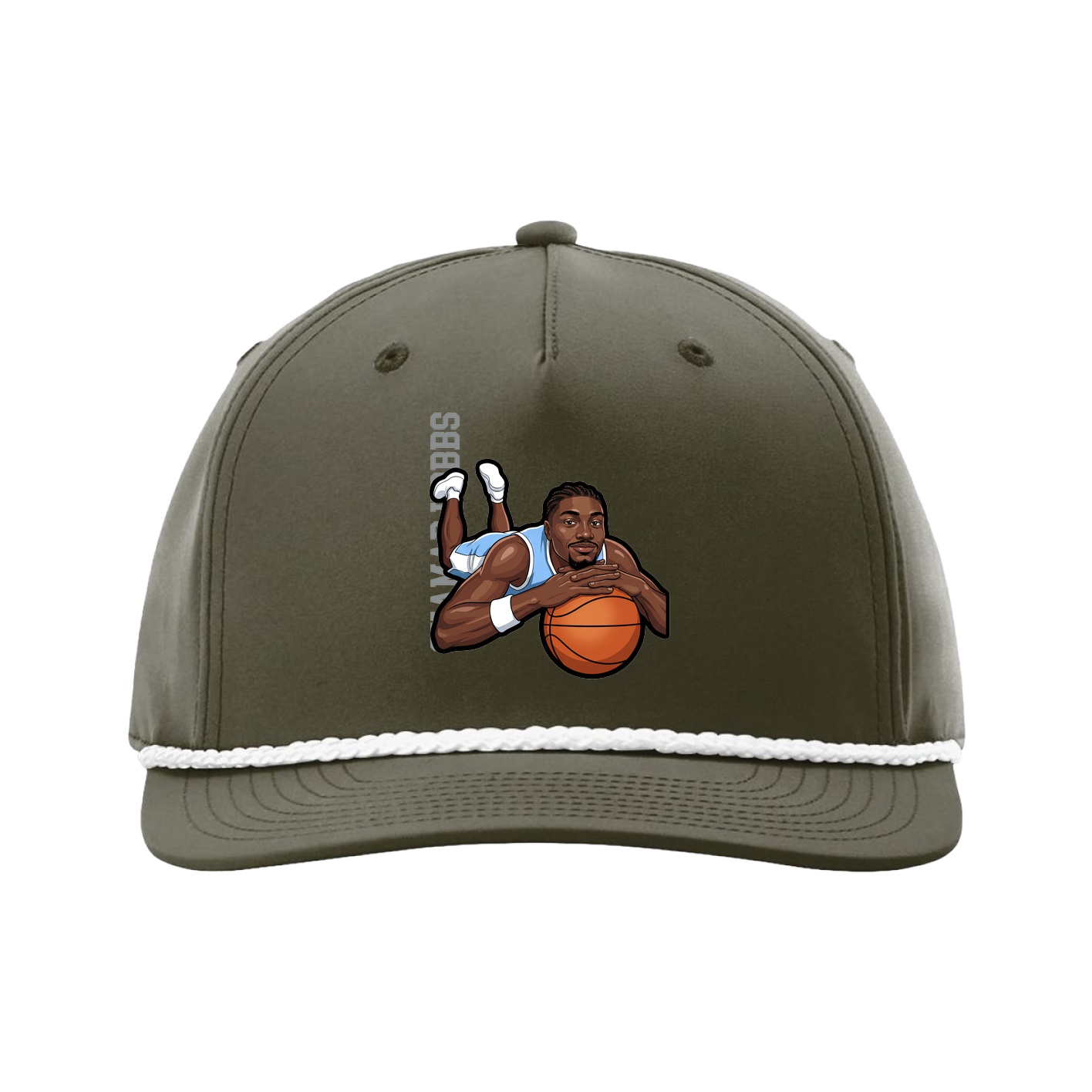 Five-Panel Classic Rope Cap — Name Vertical in Green