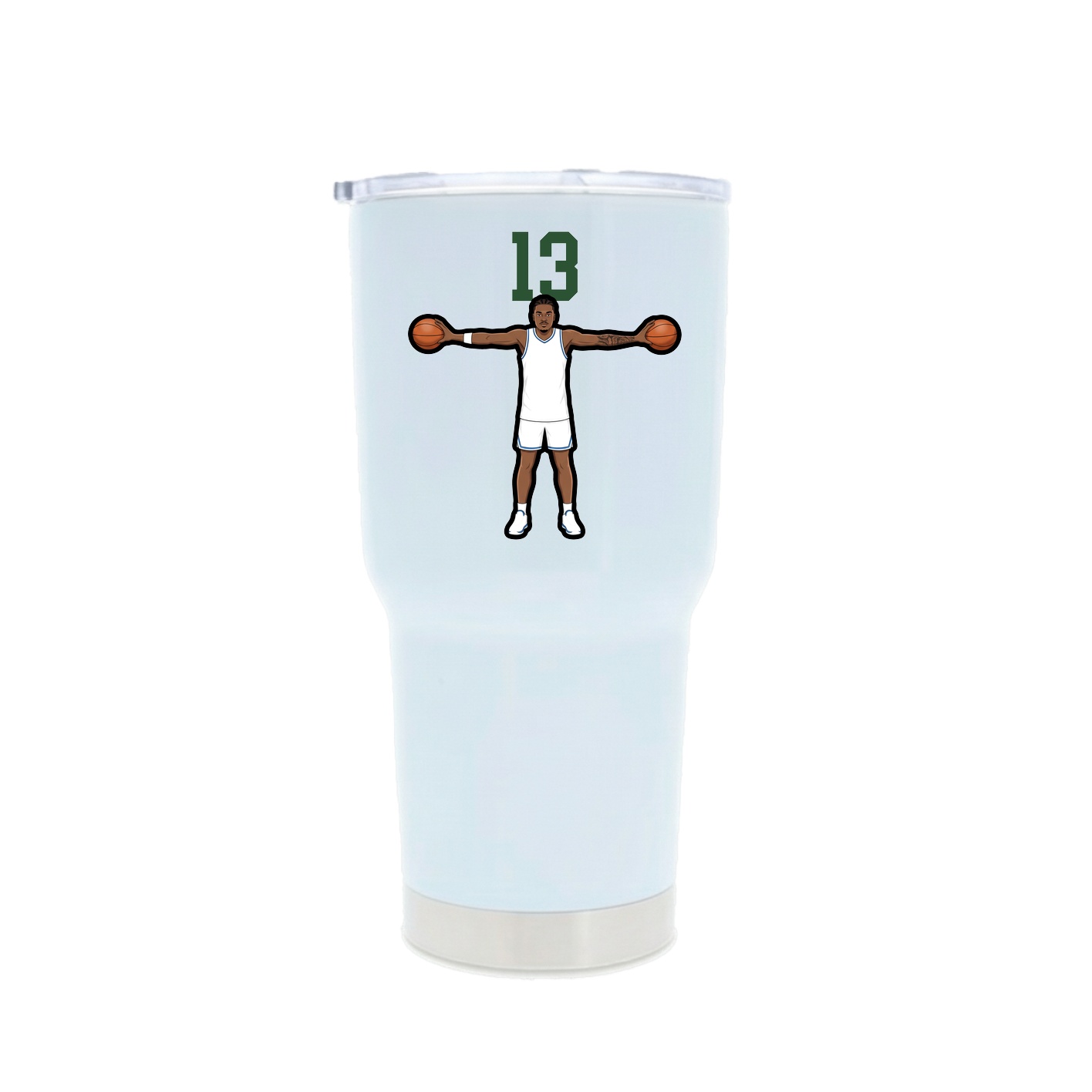 30oz Stainless Steel Tumbler — Number Top in White