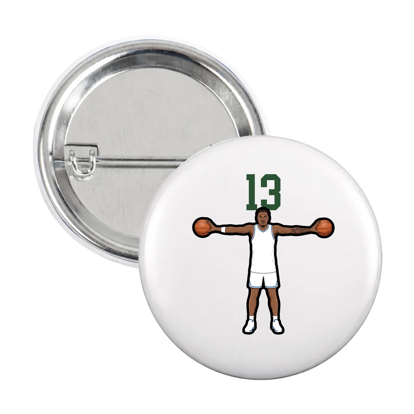 Game Day Button — Number Top in White