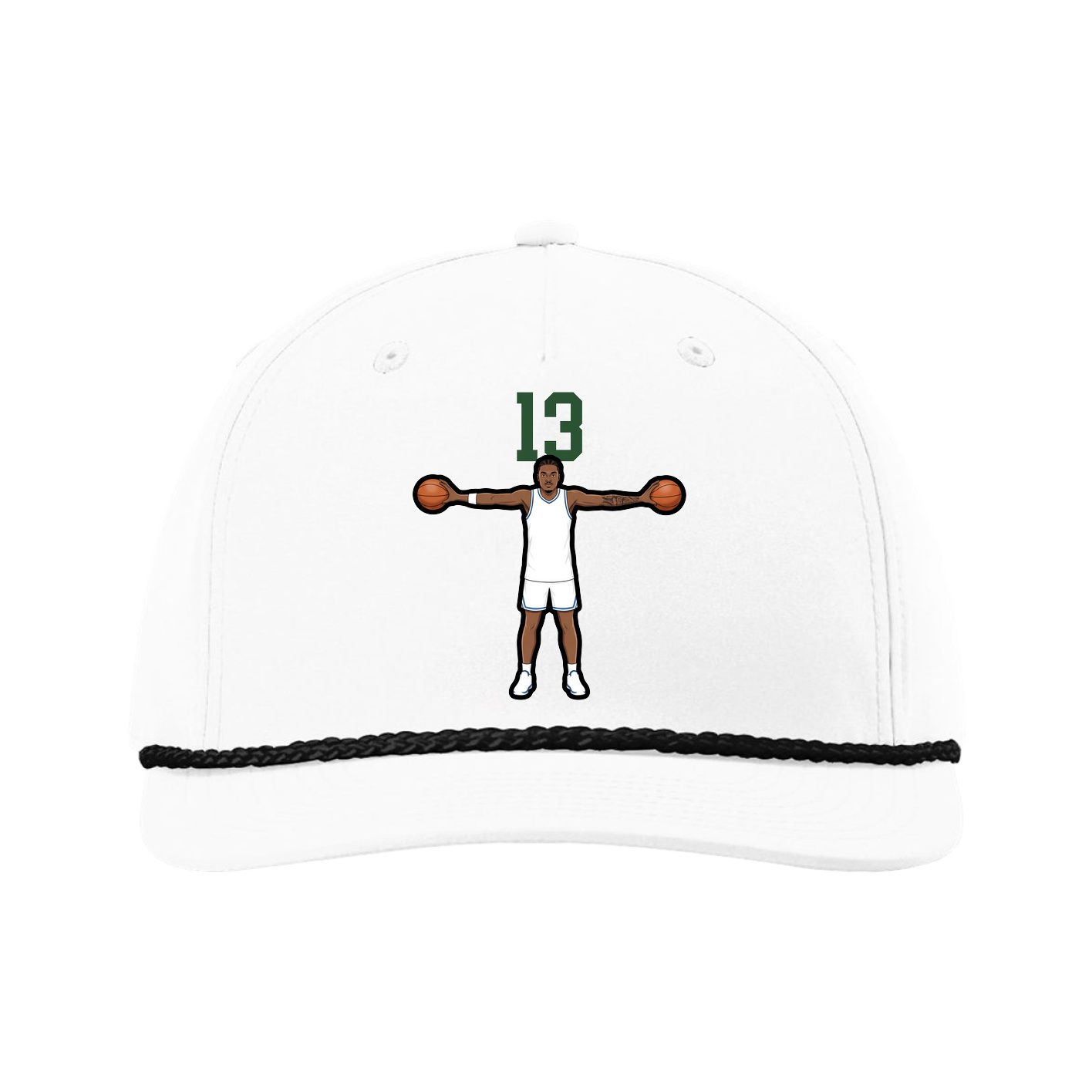 Five-Panel Classic Rope Cap — Number Top in White