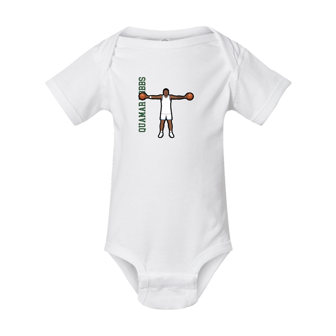 Baby Onesie — Name Vertical in White