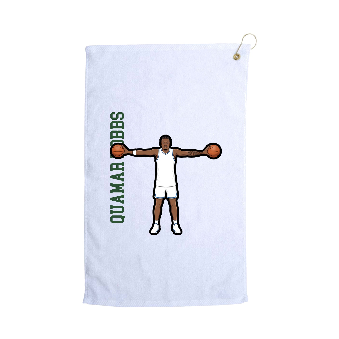 Golf Towel — Name Vertical in White