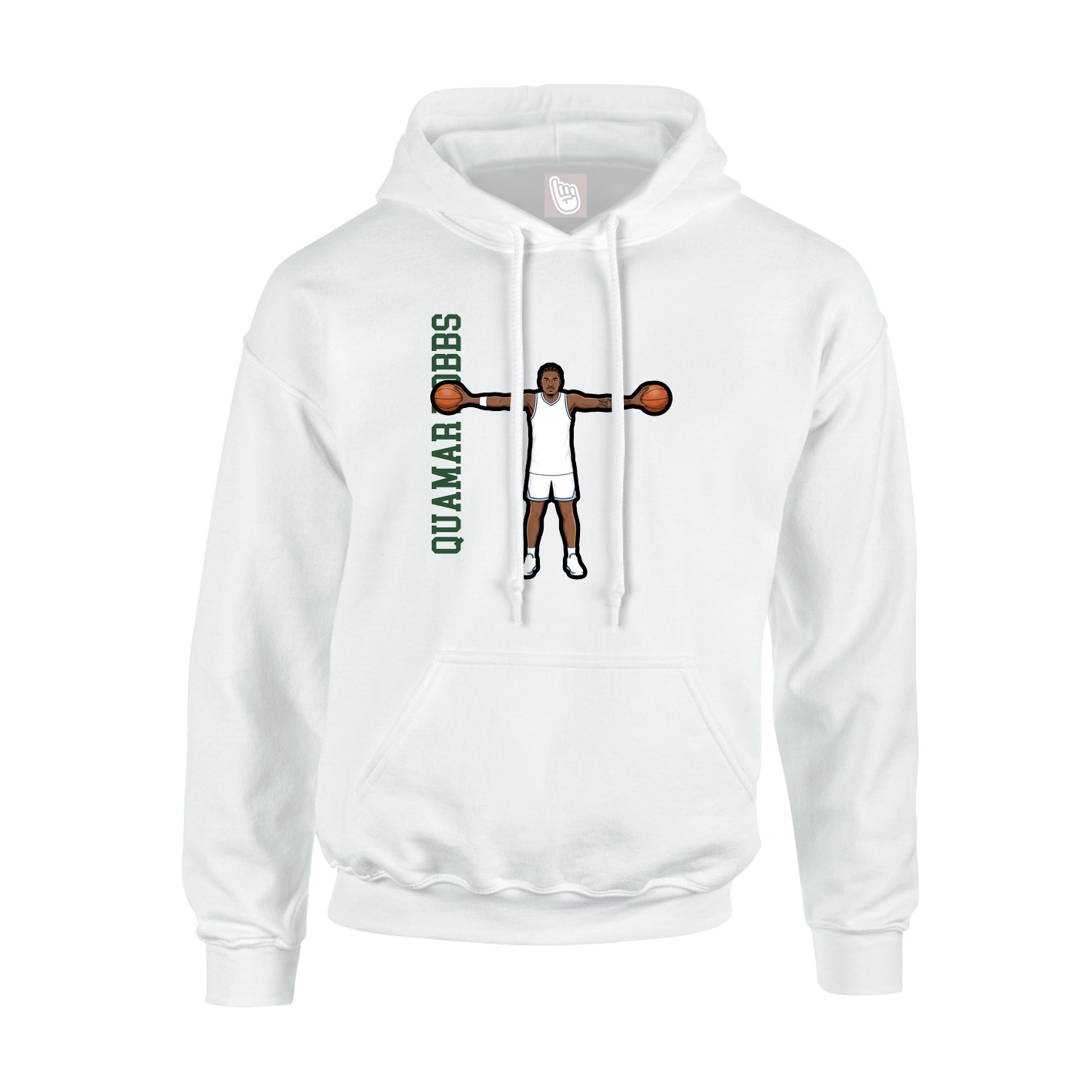 Youth Hoodie — Name Vertical in White