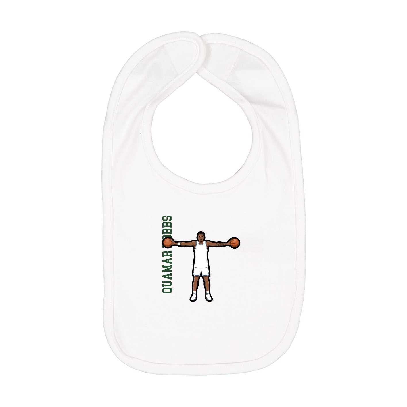 Infant Bib — Name Vertical in White