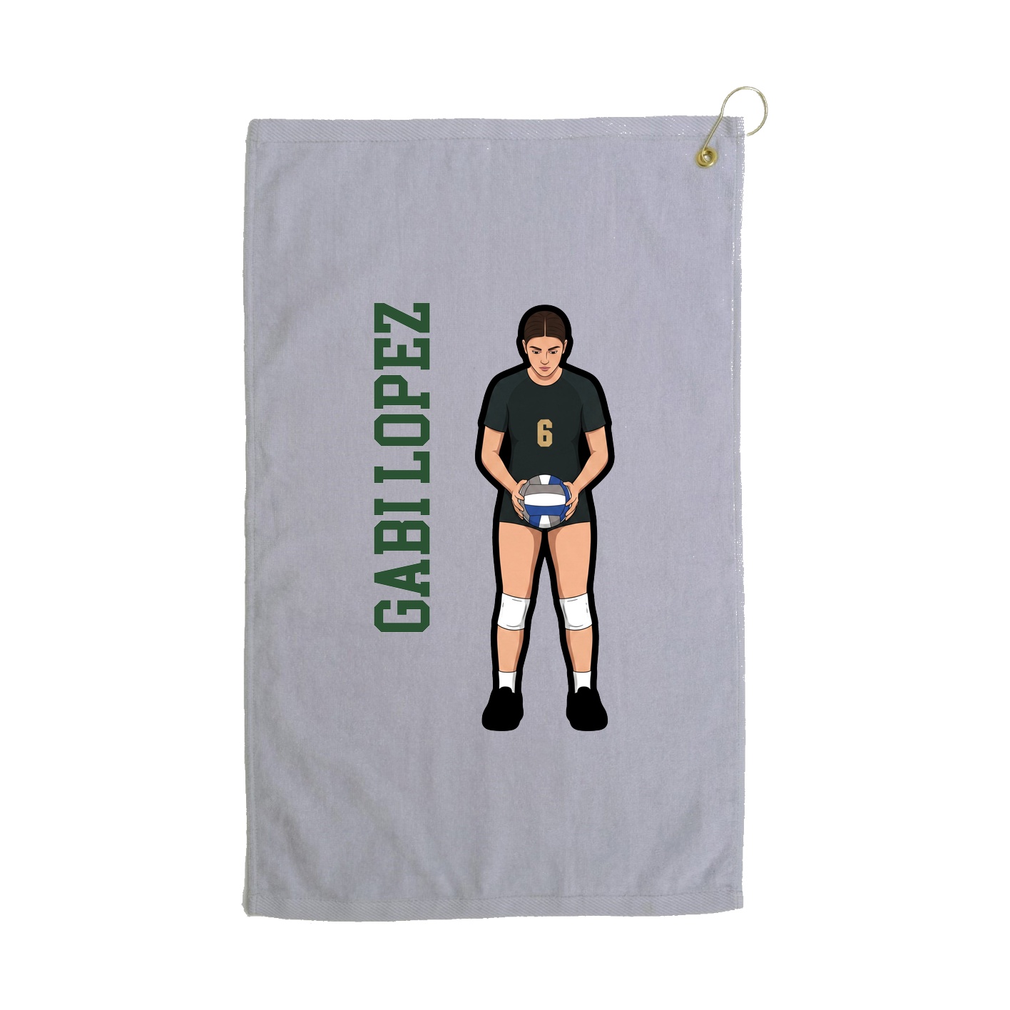 Golf Towel — Name Vertical in Grey