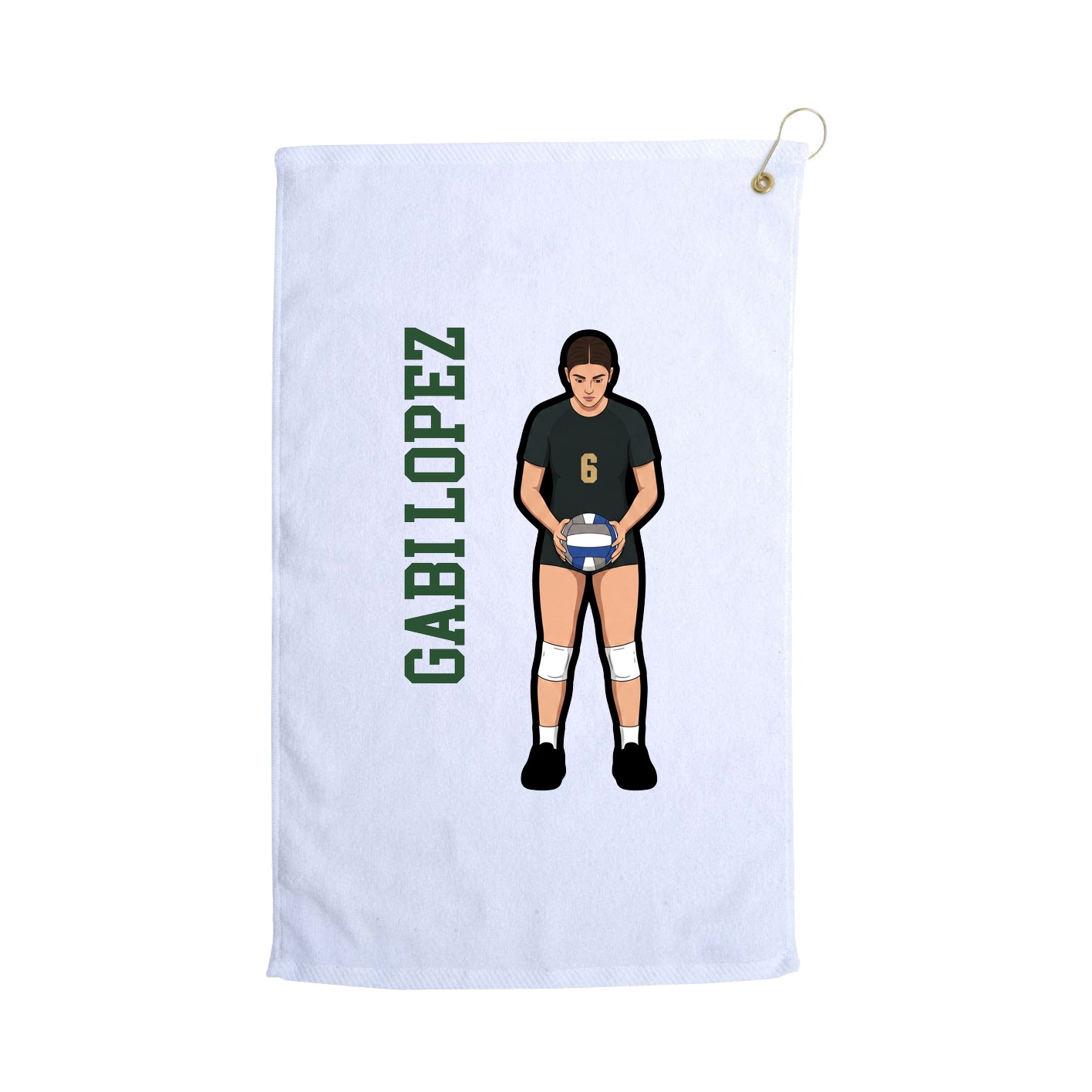 Golf Towel — Name Vertical in White